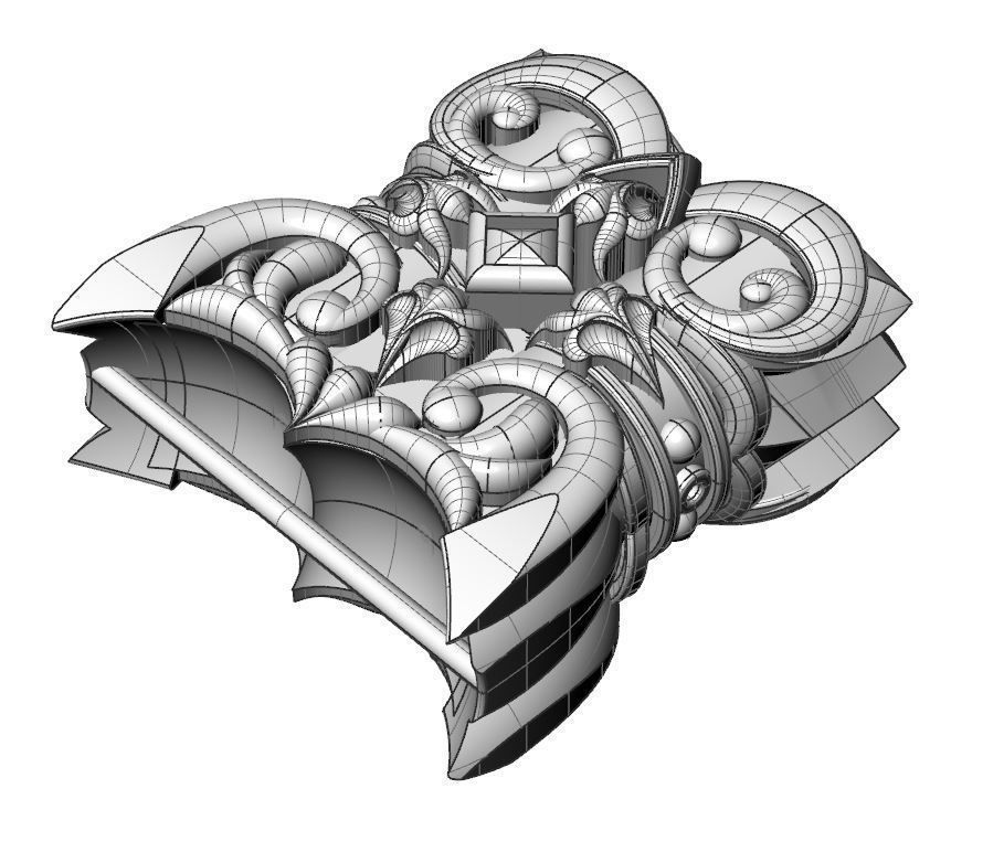 Complicated bracelet 3D print model_4