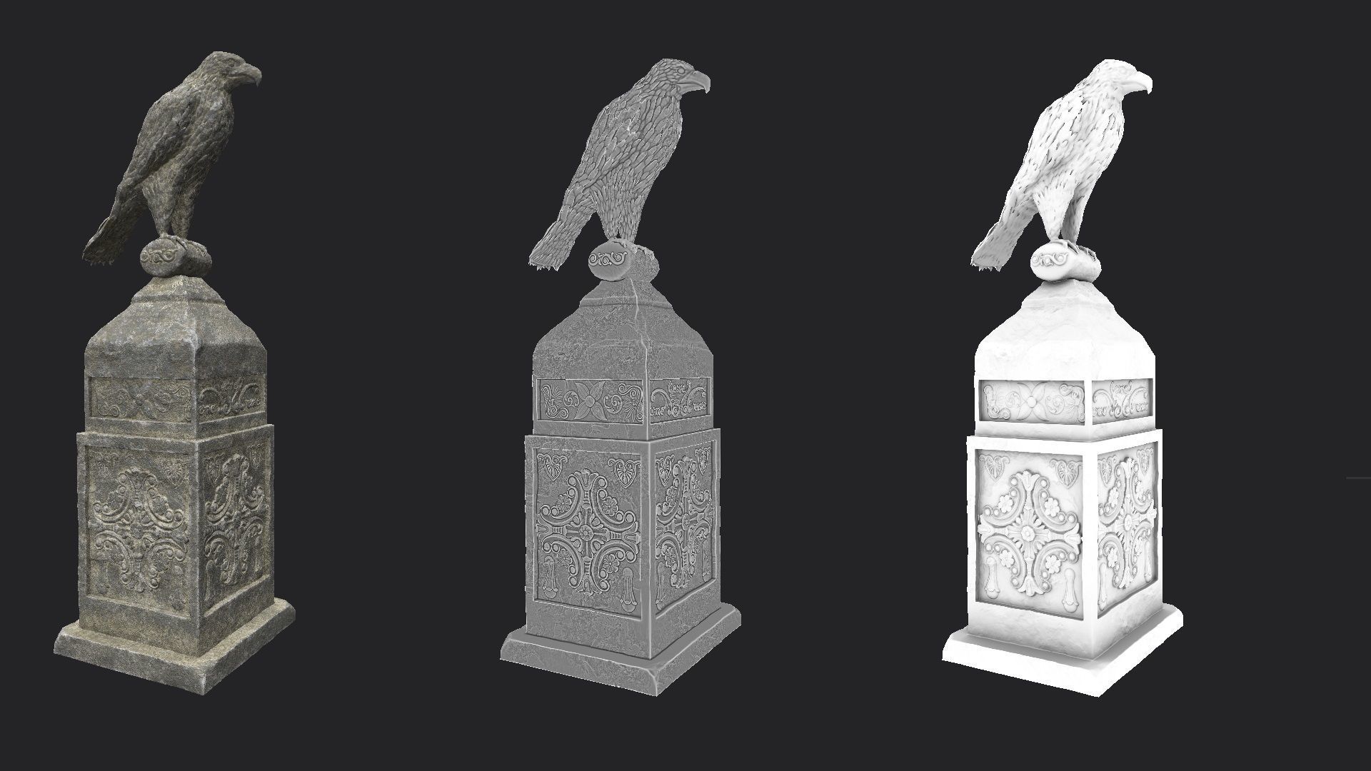Eagle Statue 3 Low-poly 3D model_6