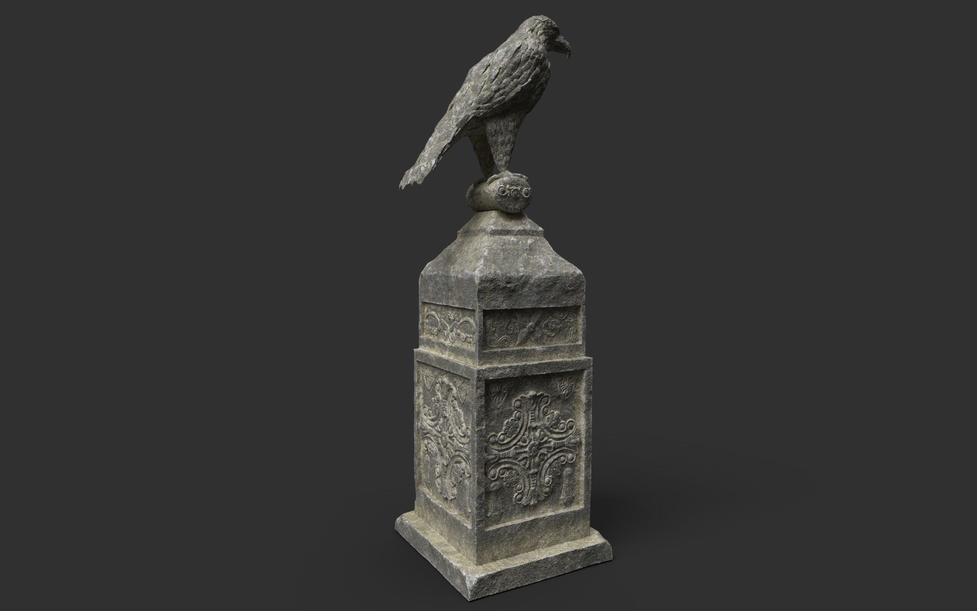 Eagle Statue 3 Low-poly 3D model_4
