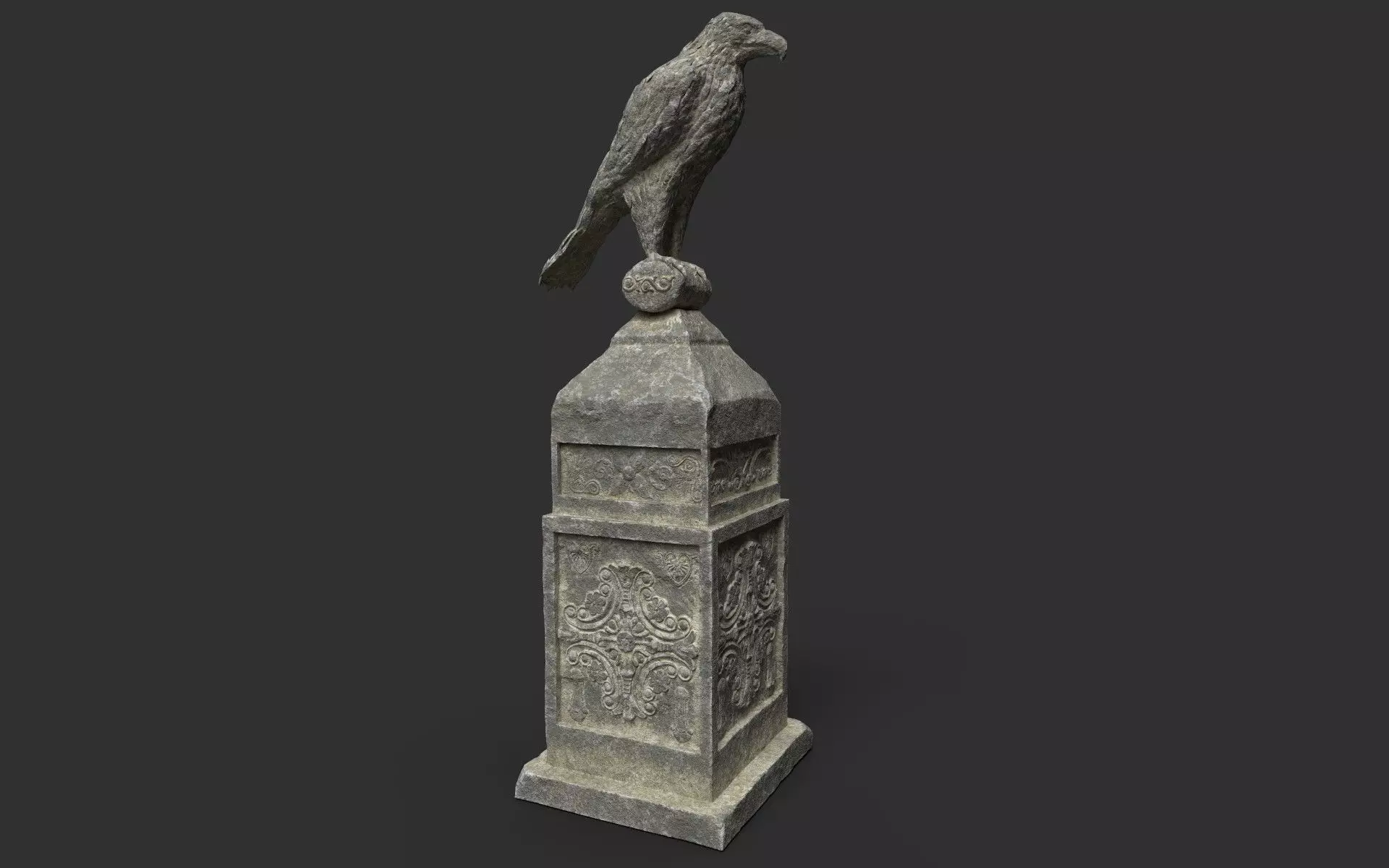 Eagle Statue 3 Low-poly 3D model_0