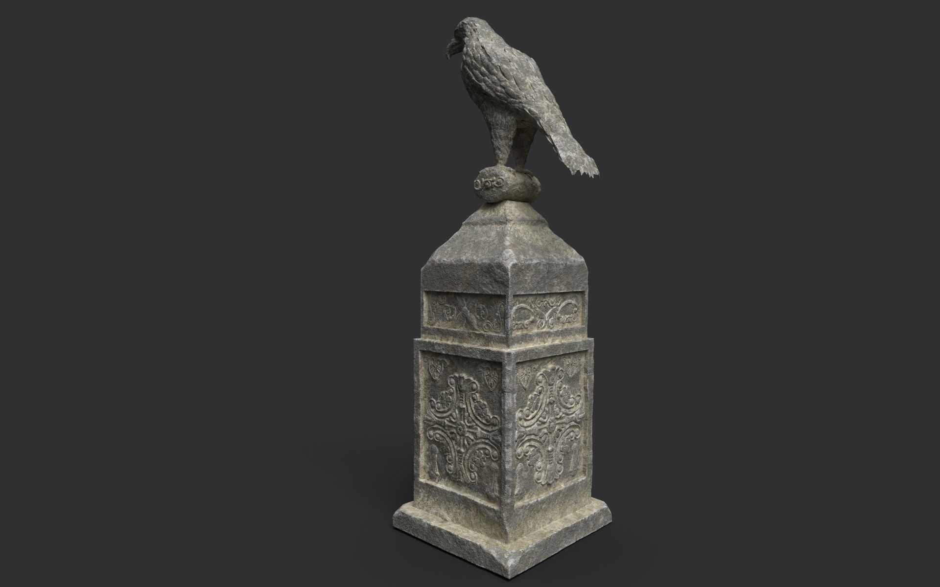 Eagle Statue 3 Low-poly 3D model_3
