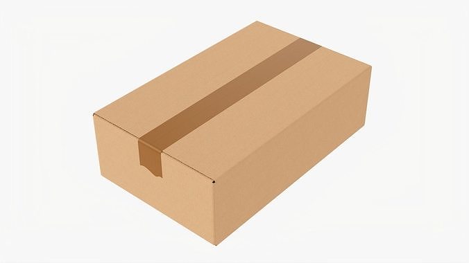 Box sealed with packing tape mockup 06 3D model