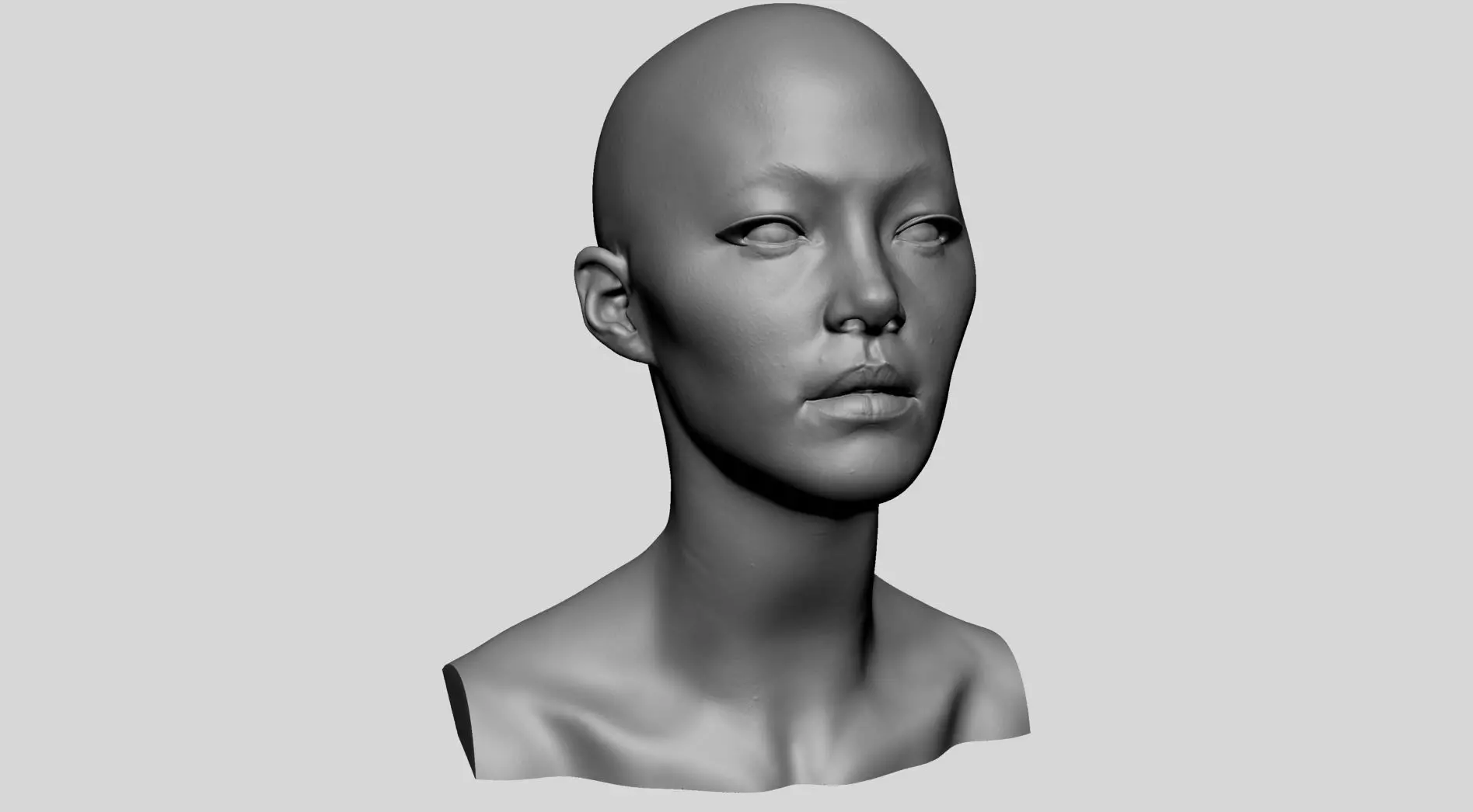 Female Head Printable v2 3D print model_0