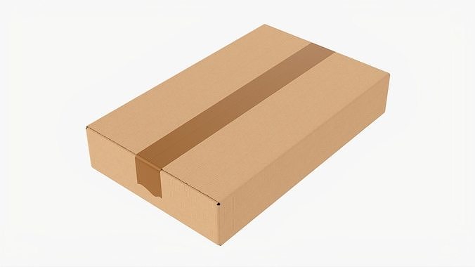 Box sealed with packing tape mockup 07 3D model