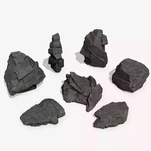 Rock Set mountain Low-poly 3D model