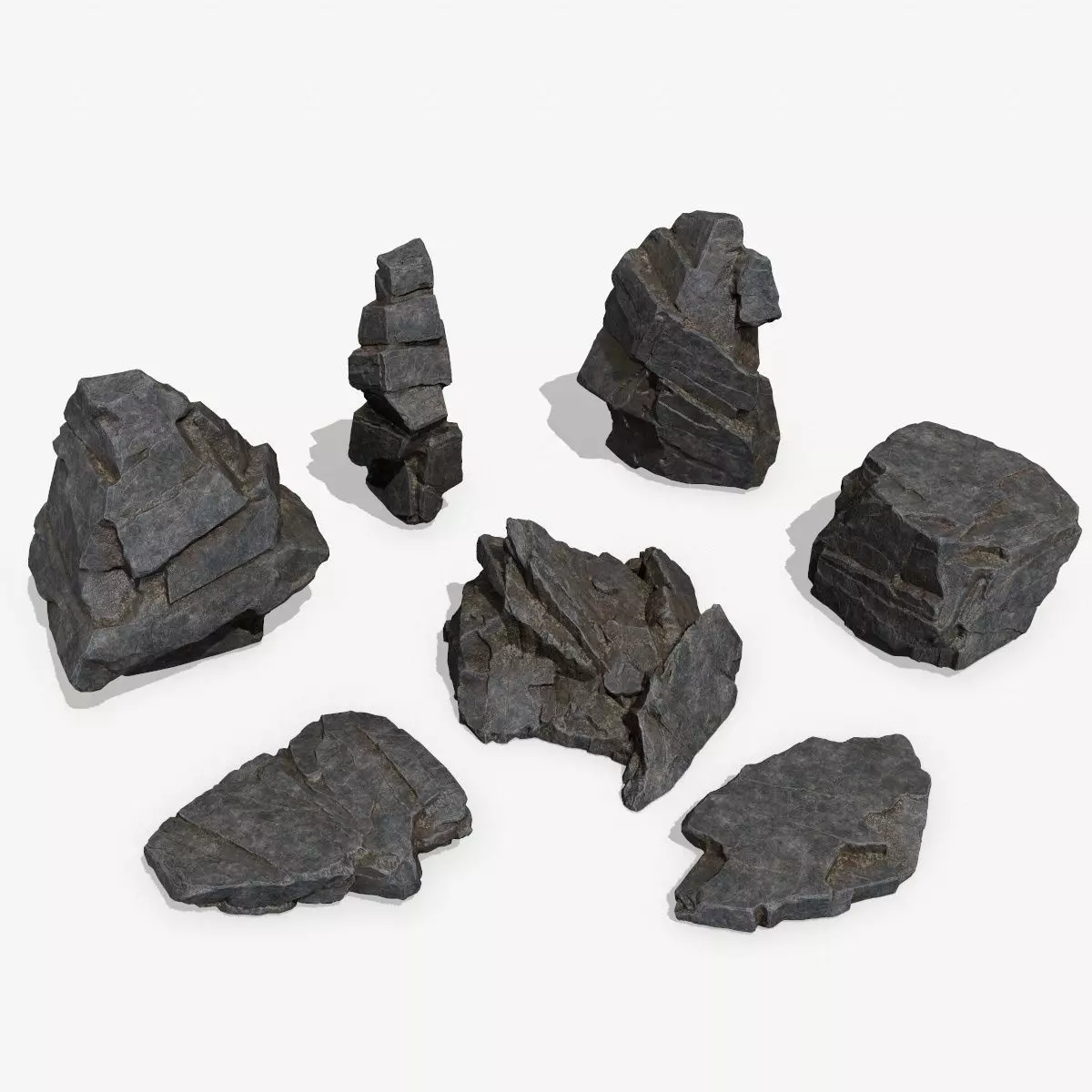 Rock Set mountain Low-poly 3D model_0