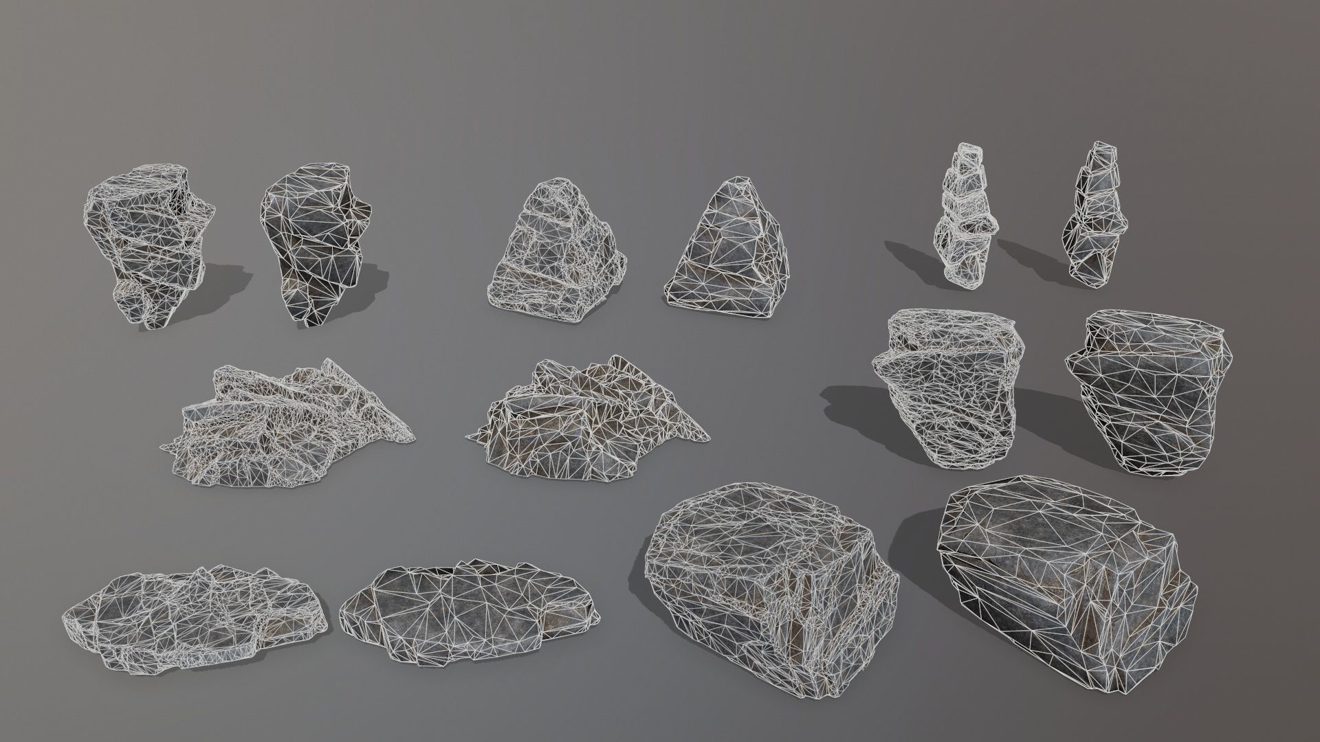 Rock Set mountain Low-poly 3D model_34