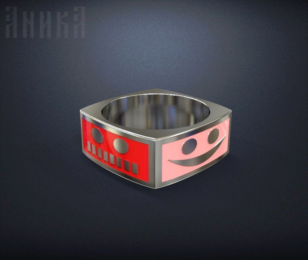 Ring with emoticons smilies 3D print model_1