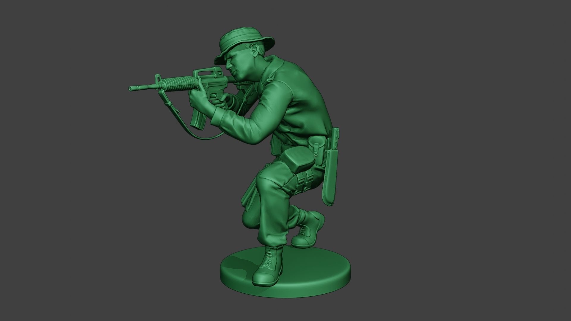 Modern Jungle Soldier Shoot crouched MJS1 3D print model_2