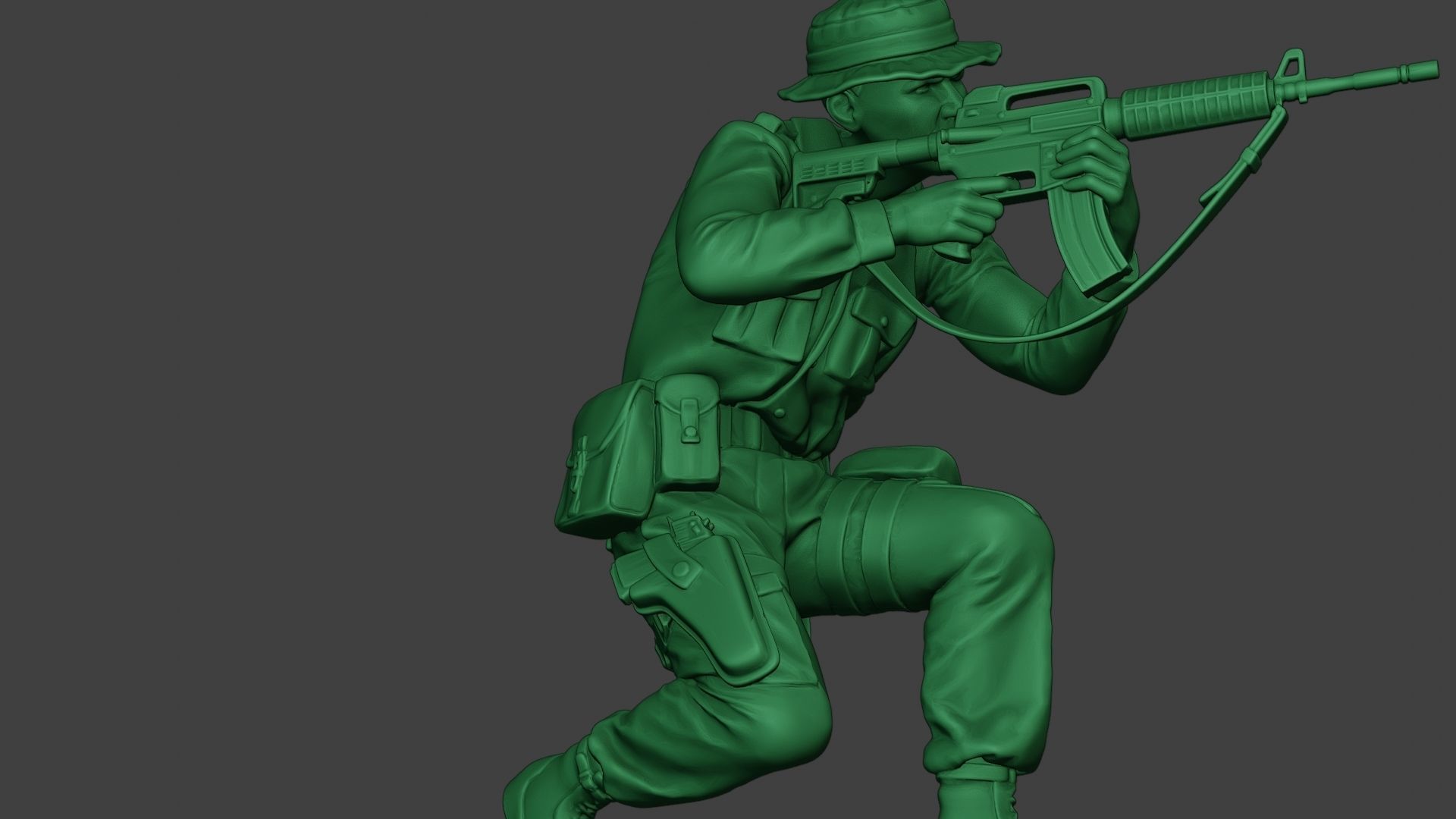 Modern Jungle Soldier Shoot crouched MJS1 3D print model_29