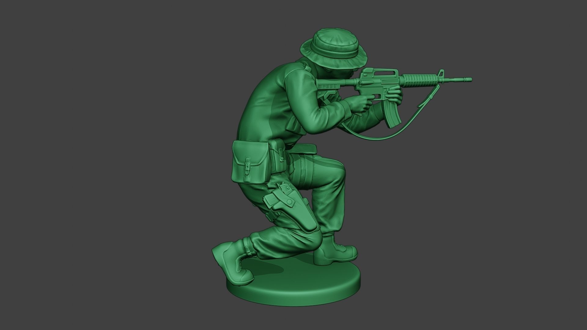 Modern Jungle Soldier Shoot crouched MJS1 3D print model_8