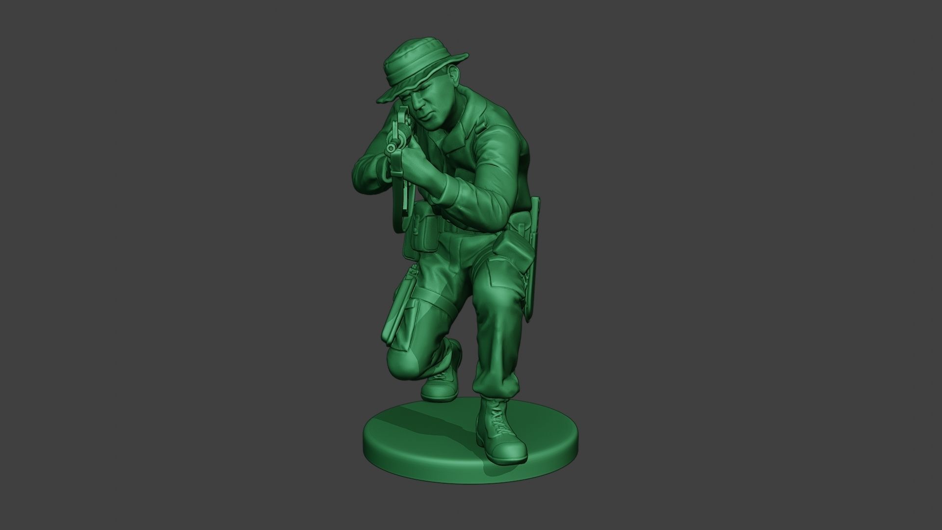 Modern Jungle Soldier Shoot crouched MJS1 3D print model_11