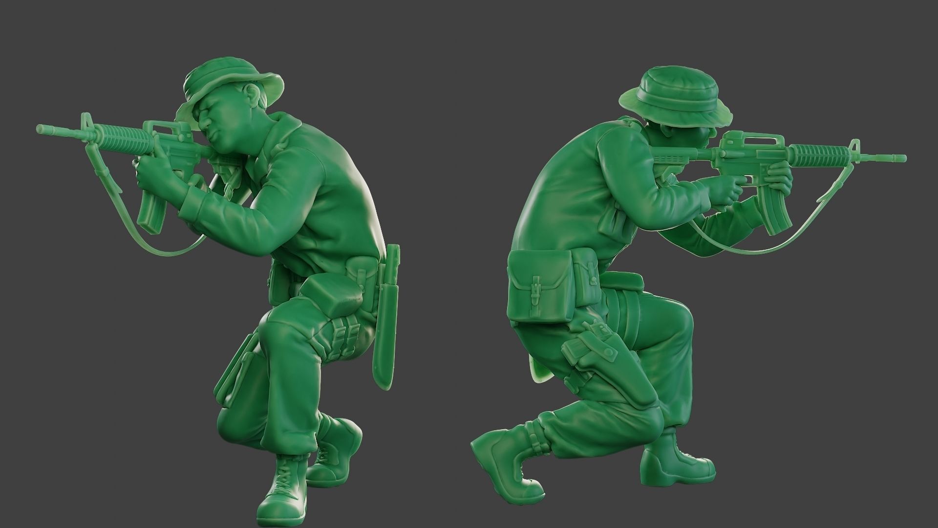 Modern Jungle Soldier Shoot crouched MJS1 3D print model_1
