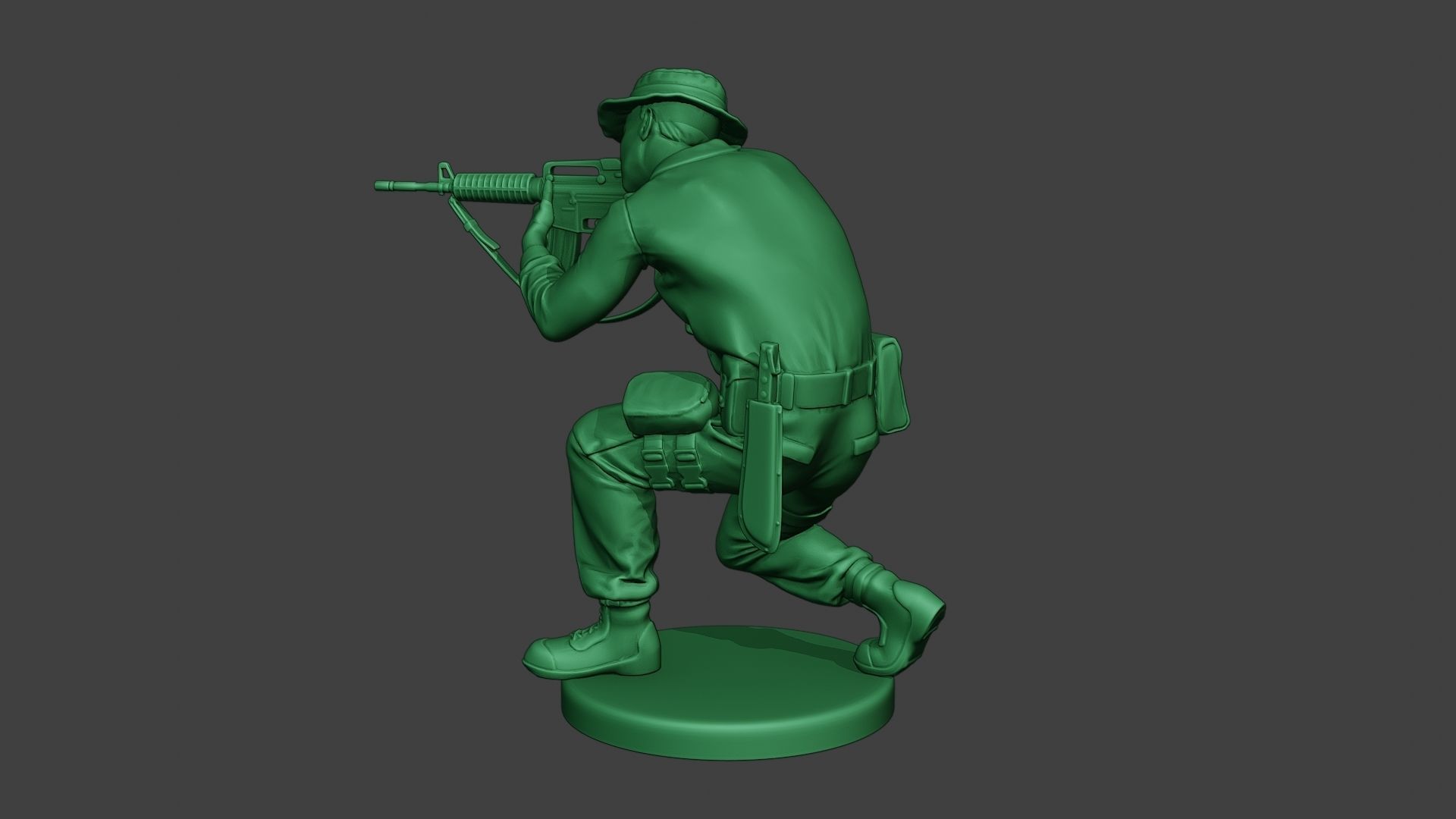 Modern Jungle Soldier Shoot crouched MJS1 3D print model_4