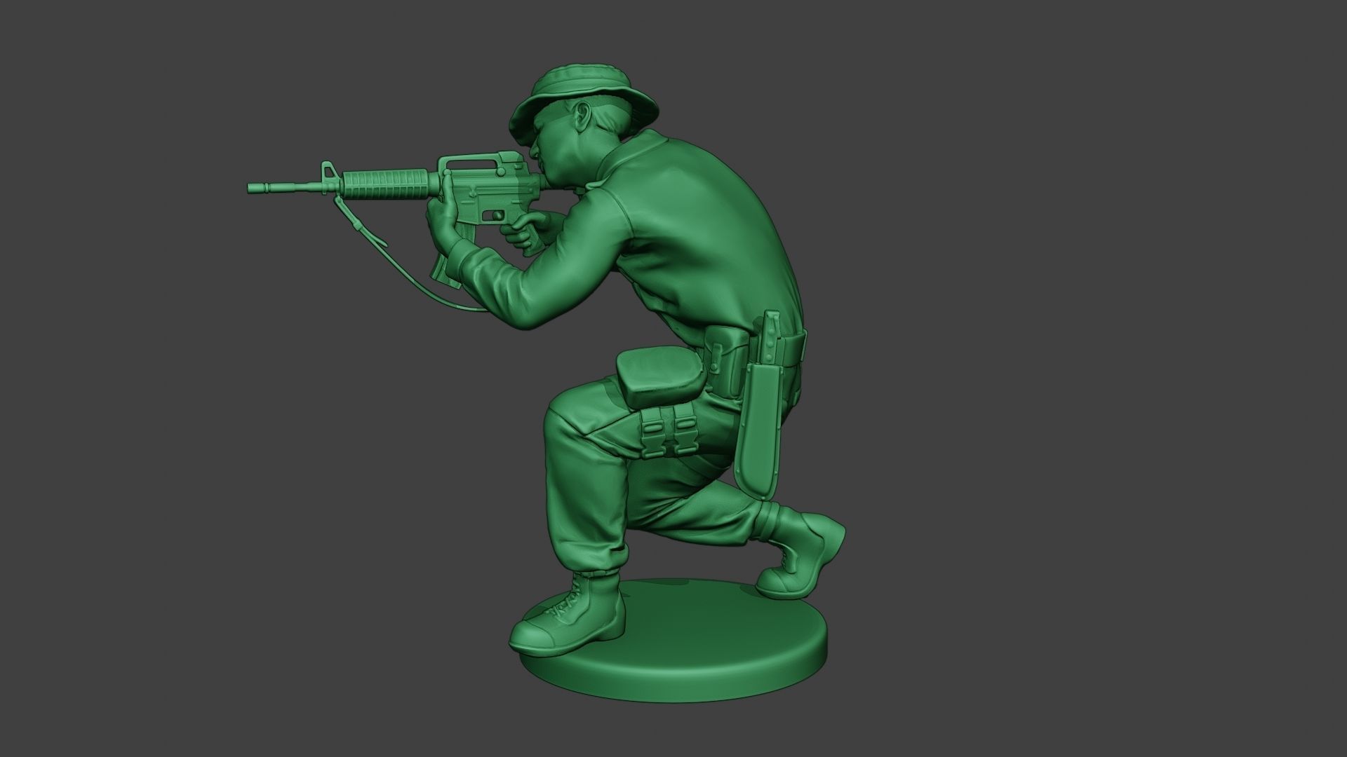 Modern Jungle Soldier Shoot crouched MJS1 3D print model_3