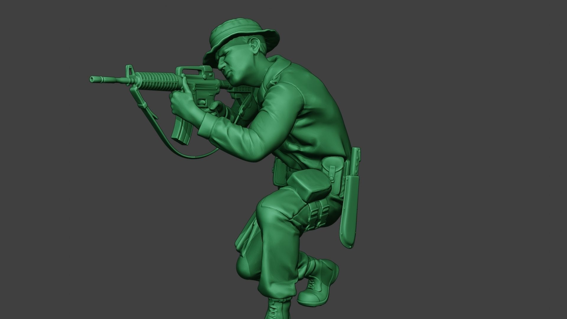 Modern Jungle Soldier Shoot crouched MJS1 3D print model_27