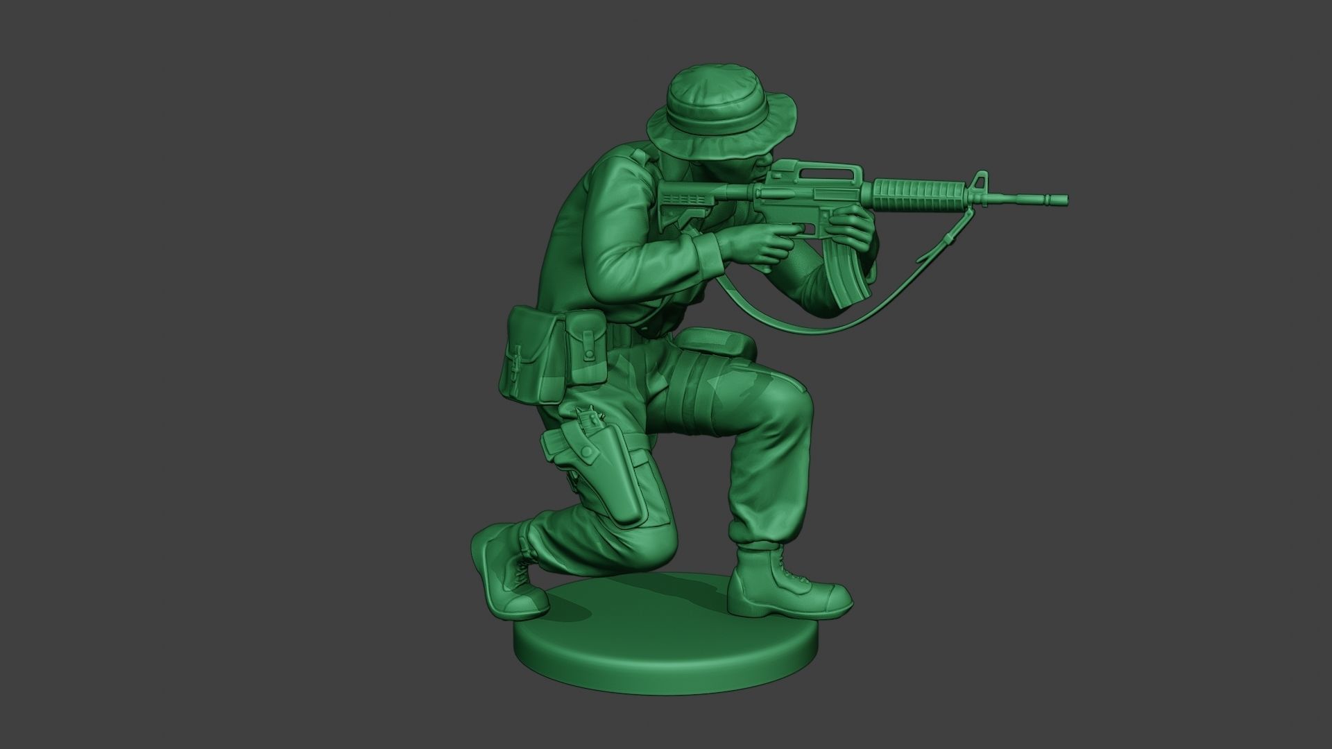 Modern Jungle Soldier Shoot crouched MJS1 3D print model_9