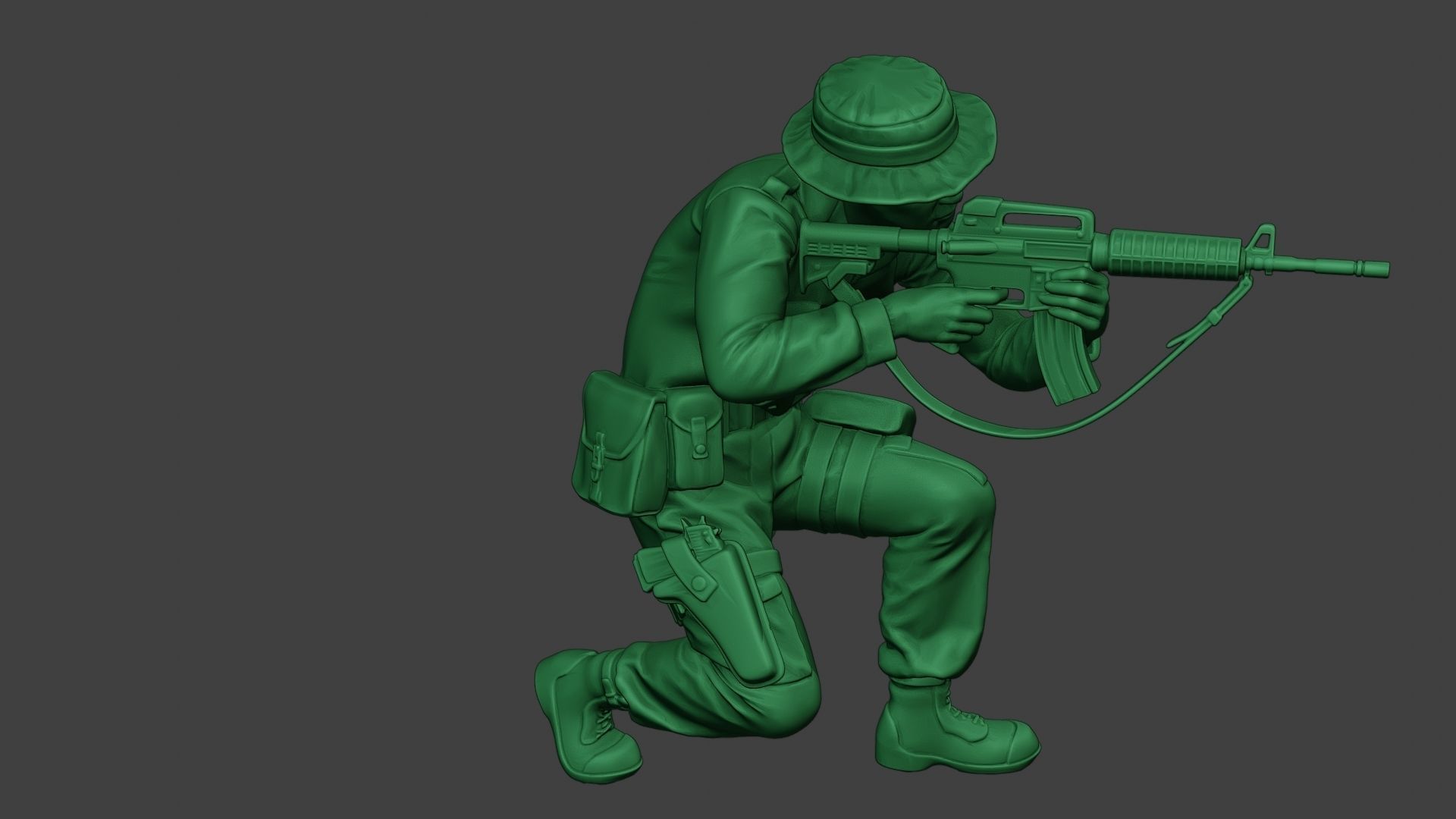 Modern Jungle Soldier Shoot crouched MJS1 3D print model_30