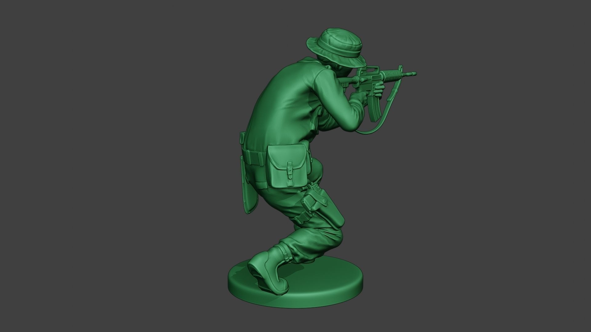 Modern Jungle Soldier Shoot crouched MJS1 3D print model_7