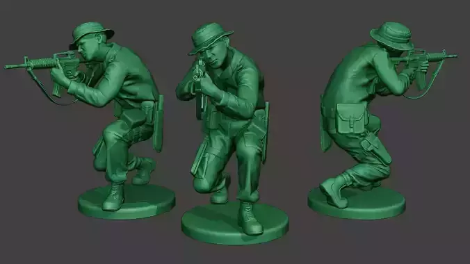 Modern Jungle Soldier Shoot crouched MJS1 3D print model