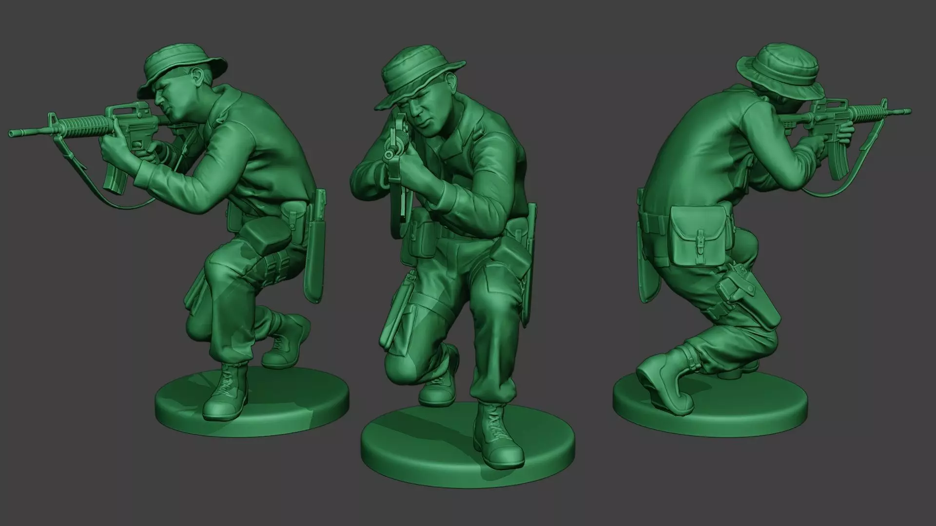 Modern Jungle Soldier Shoot crouched MJS1 3D print model_0