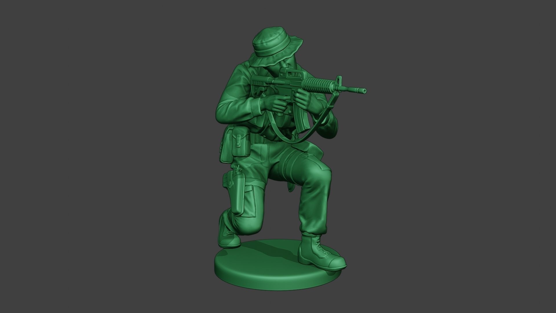 Modern Jungle Soldier Shoot crouched MJS1 3D print model_10