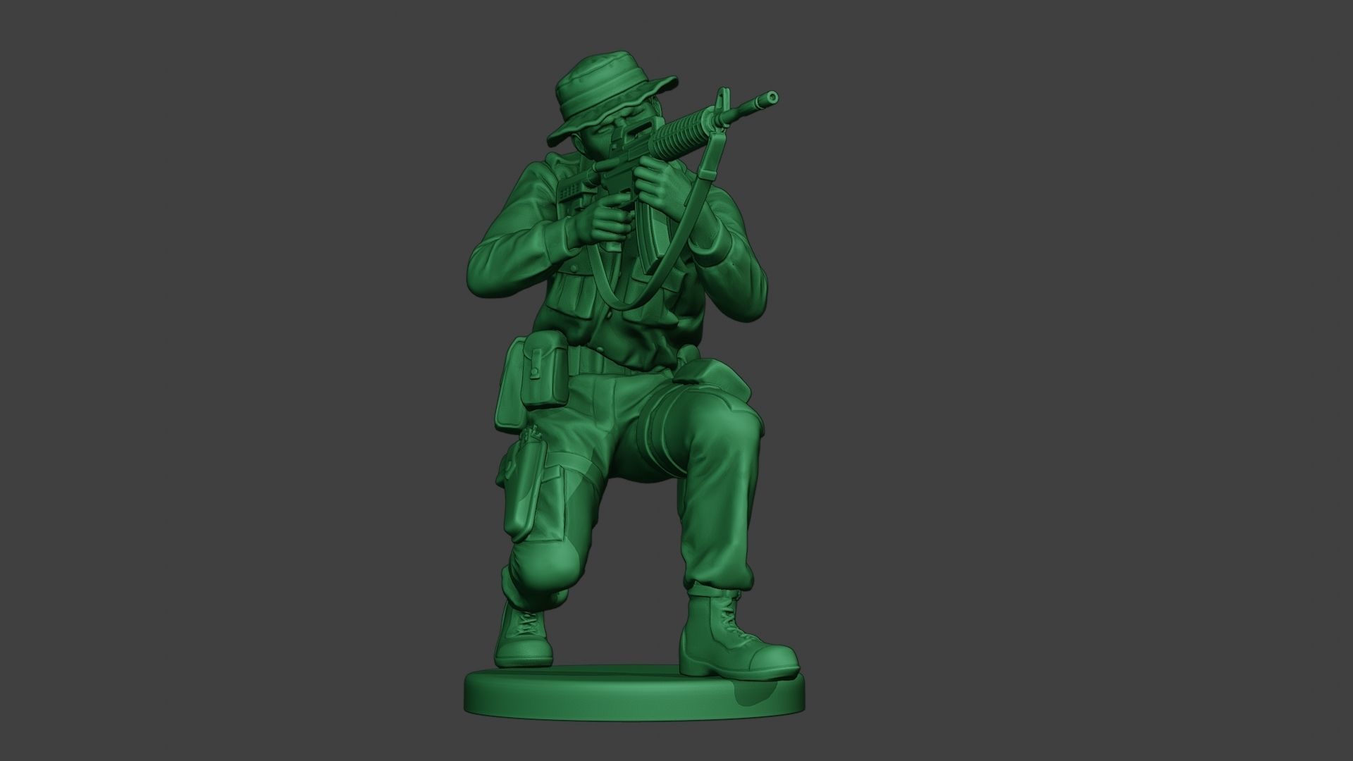 Modern Jungle Soldier Shoot crouched MJS1 3D print model_13