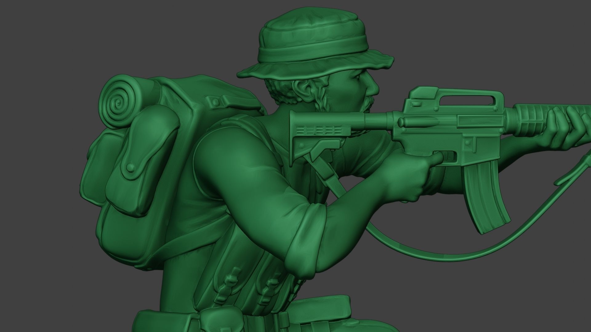 Modern Jungle Soldier Shoot crouched2 MJS1 3D print model_20