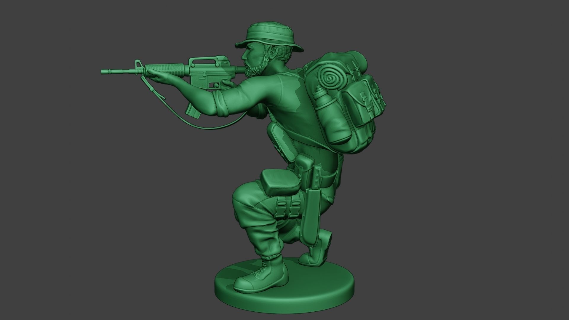 Modern Jungle Soldier Shoot crouched2 MJS1 3D print model_3