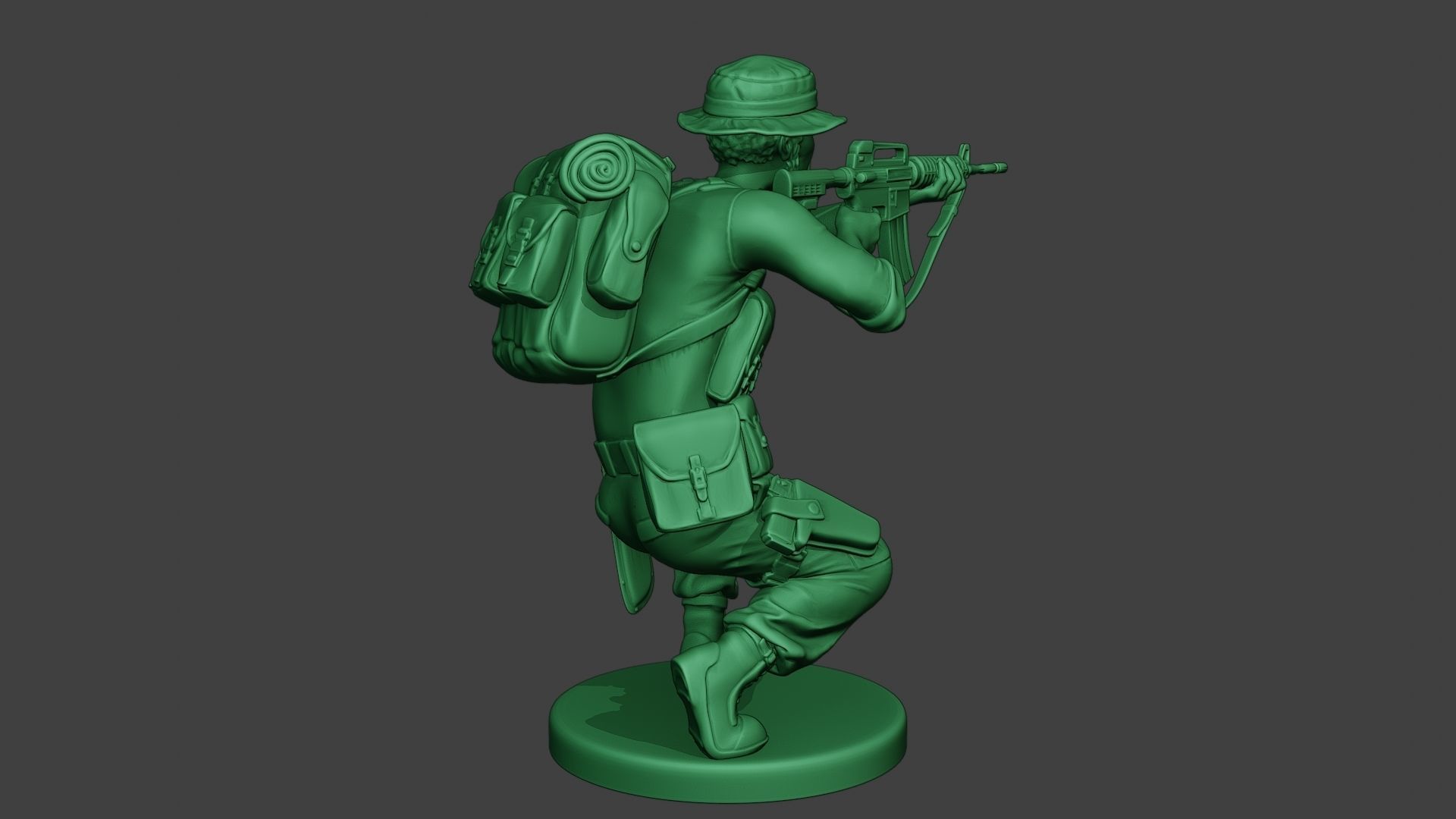 Modern Jungle Soldier Shoot crouched2 MJS1 3D print model_7