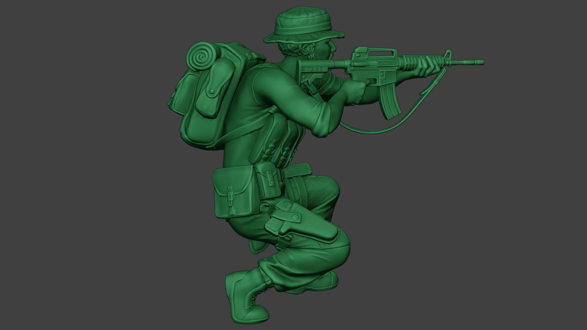 Modern Jungle Soldier Shoot crouched2 MJS1 3D print model_31