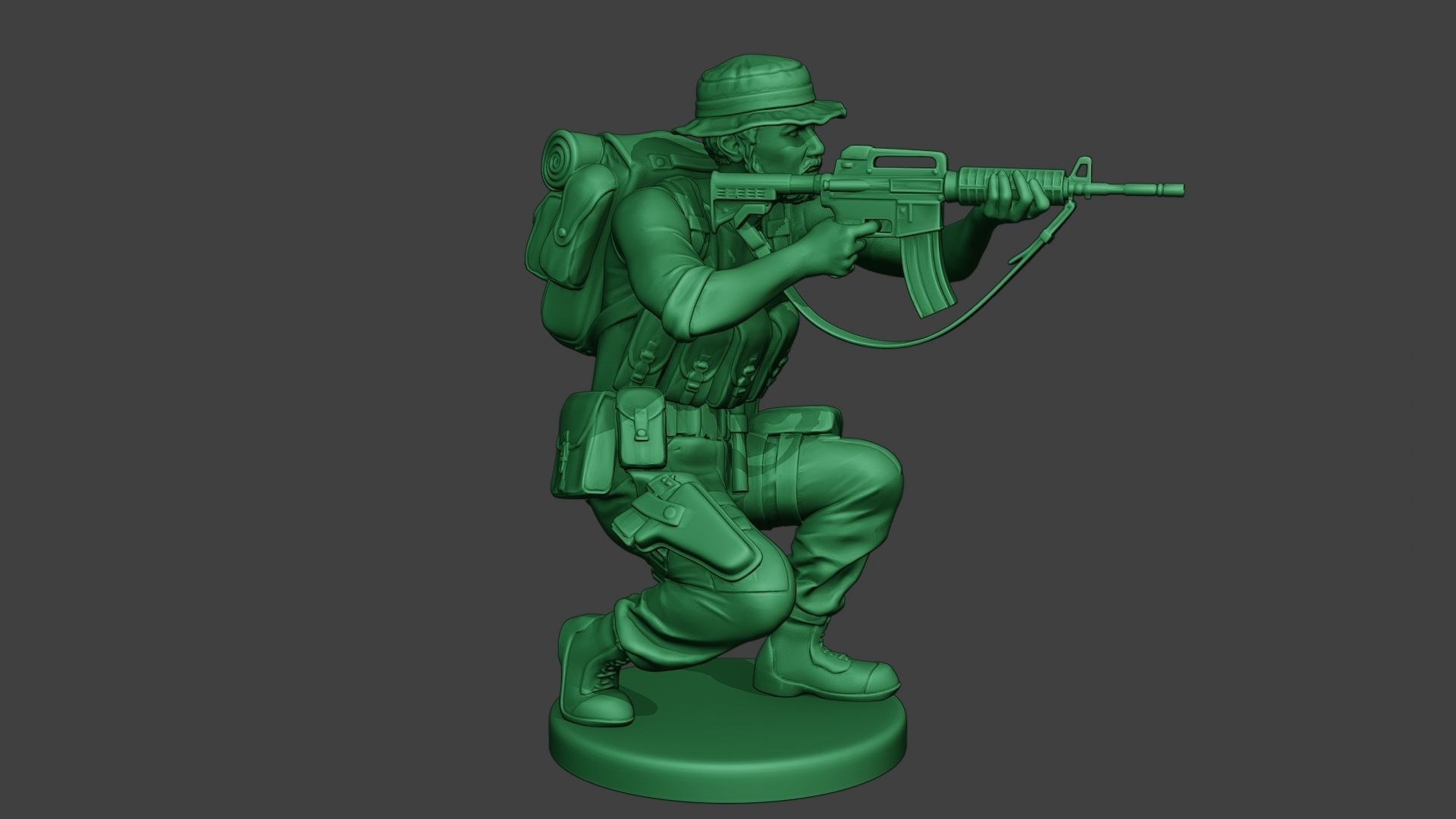 Modern Jungle Soldier Shoot crouched2 MJS1 3D print model_9