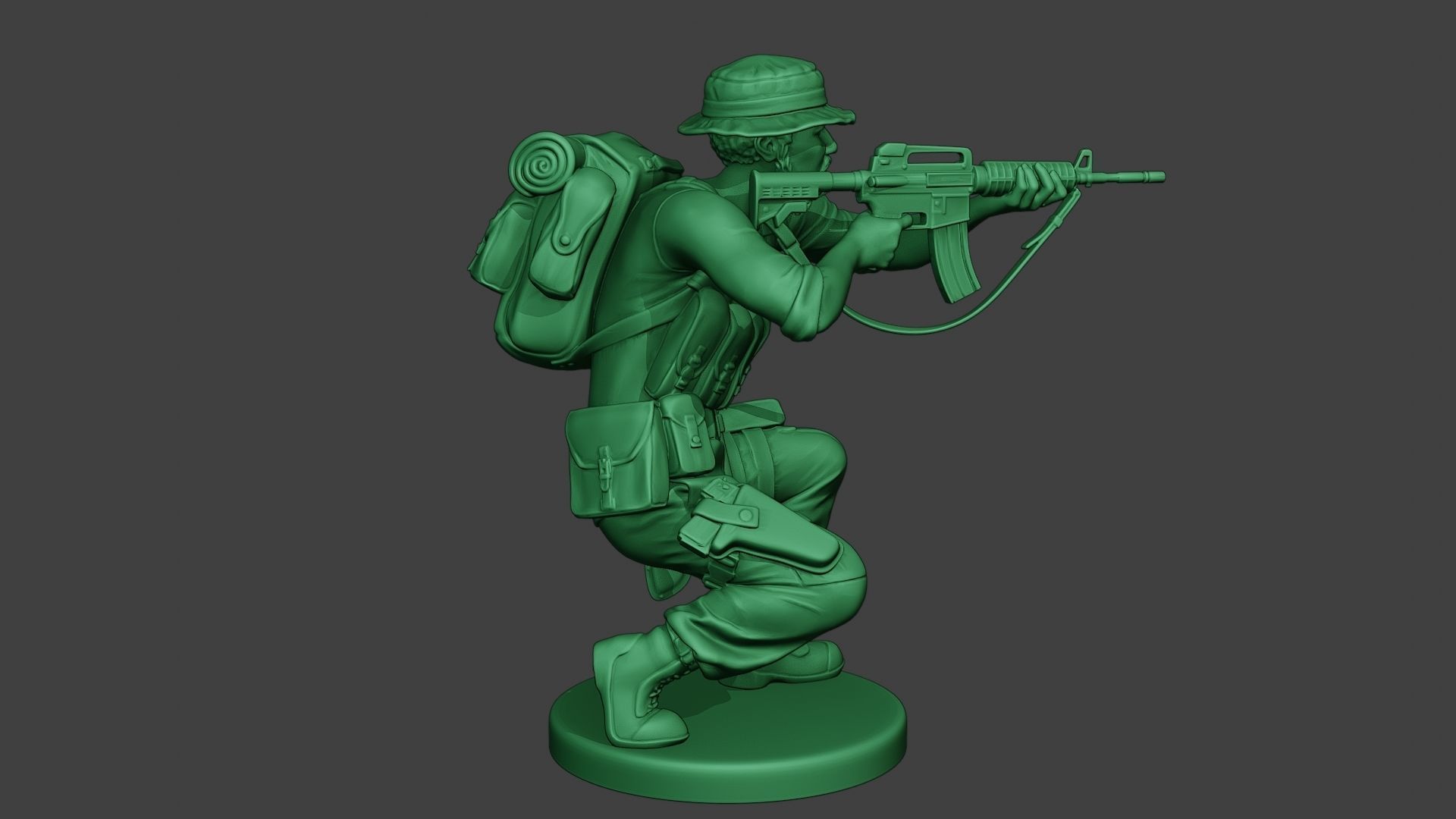 Modern Jungle Soldier Shoot crouched2 MJS1 3D print model_8
