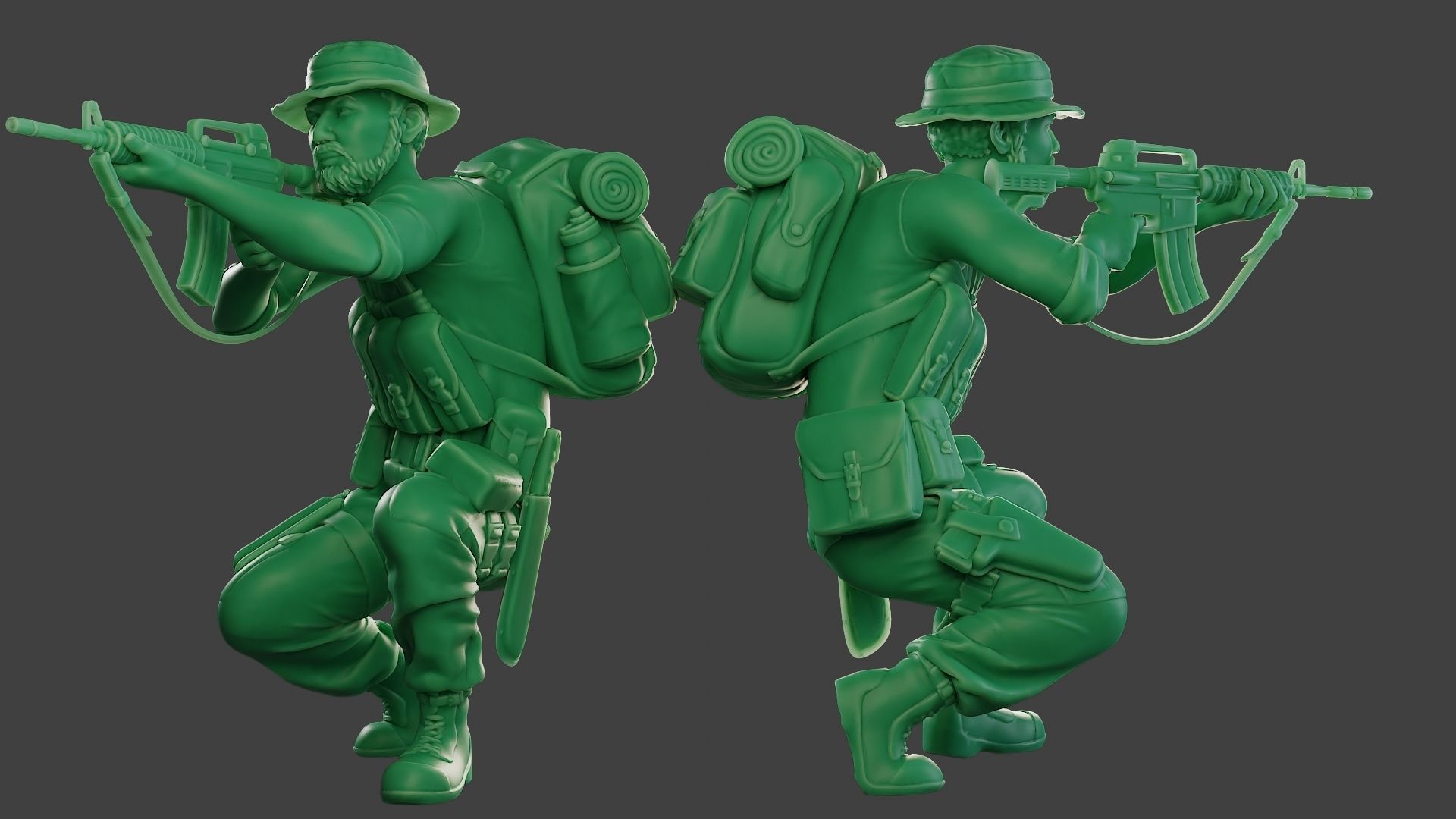 Modern Jungle Soldier Shoot crouched2 MJS1 3D print model_1