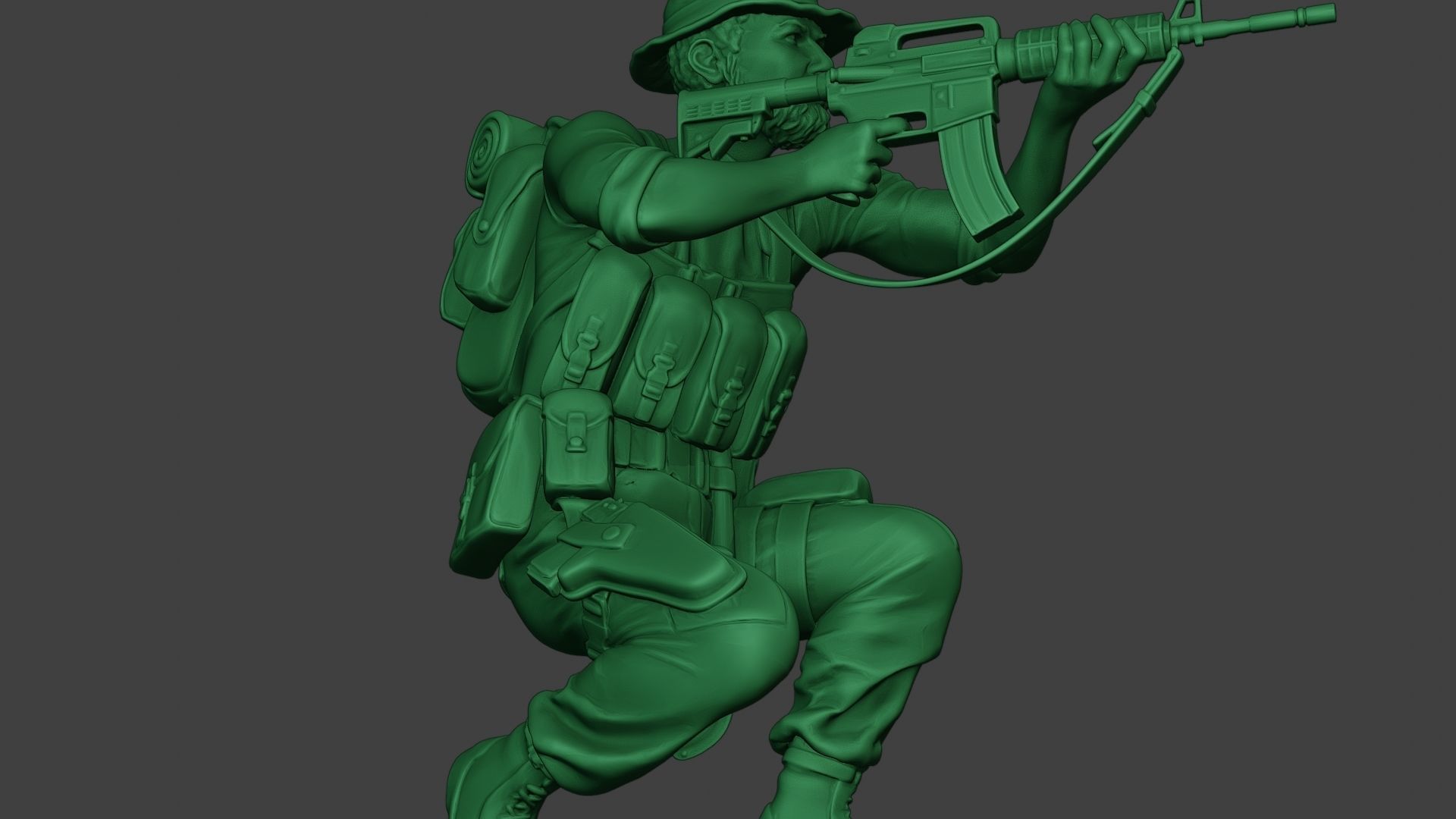 Modern Jungle Soldier Shoot crouched2 MJS1 3D print model_29