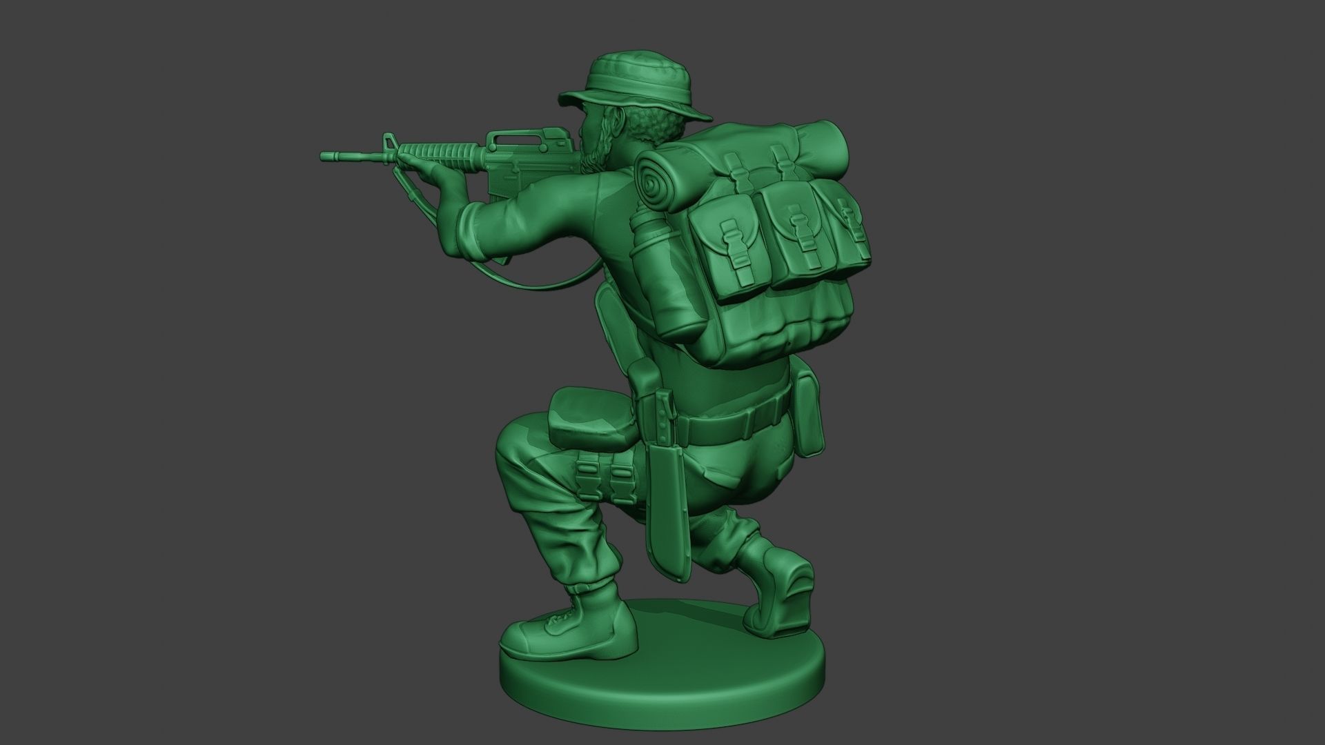 Modern Jungle Soldier Shoot crouched2 MJS1 3D print model_4