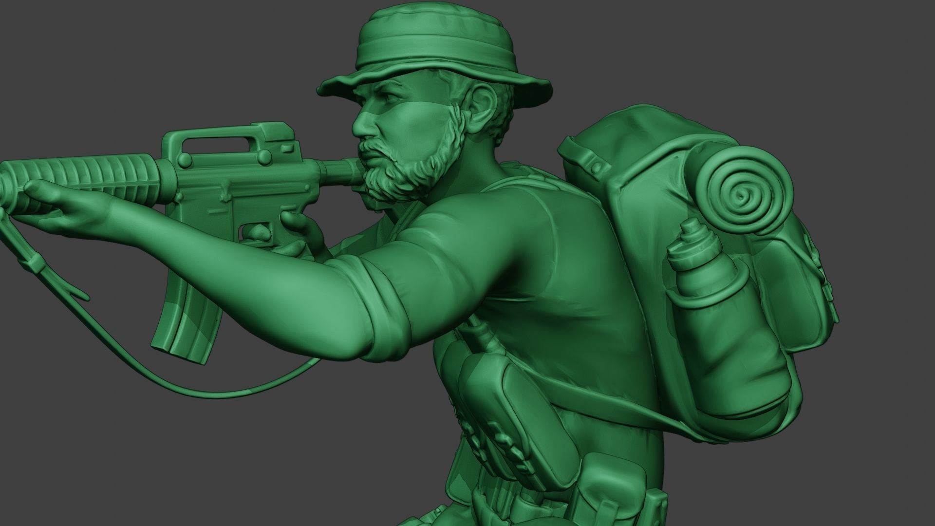 Modern Jungle Soldier Shoot crouched2 MJS1 3D print model_18
