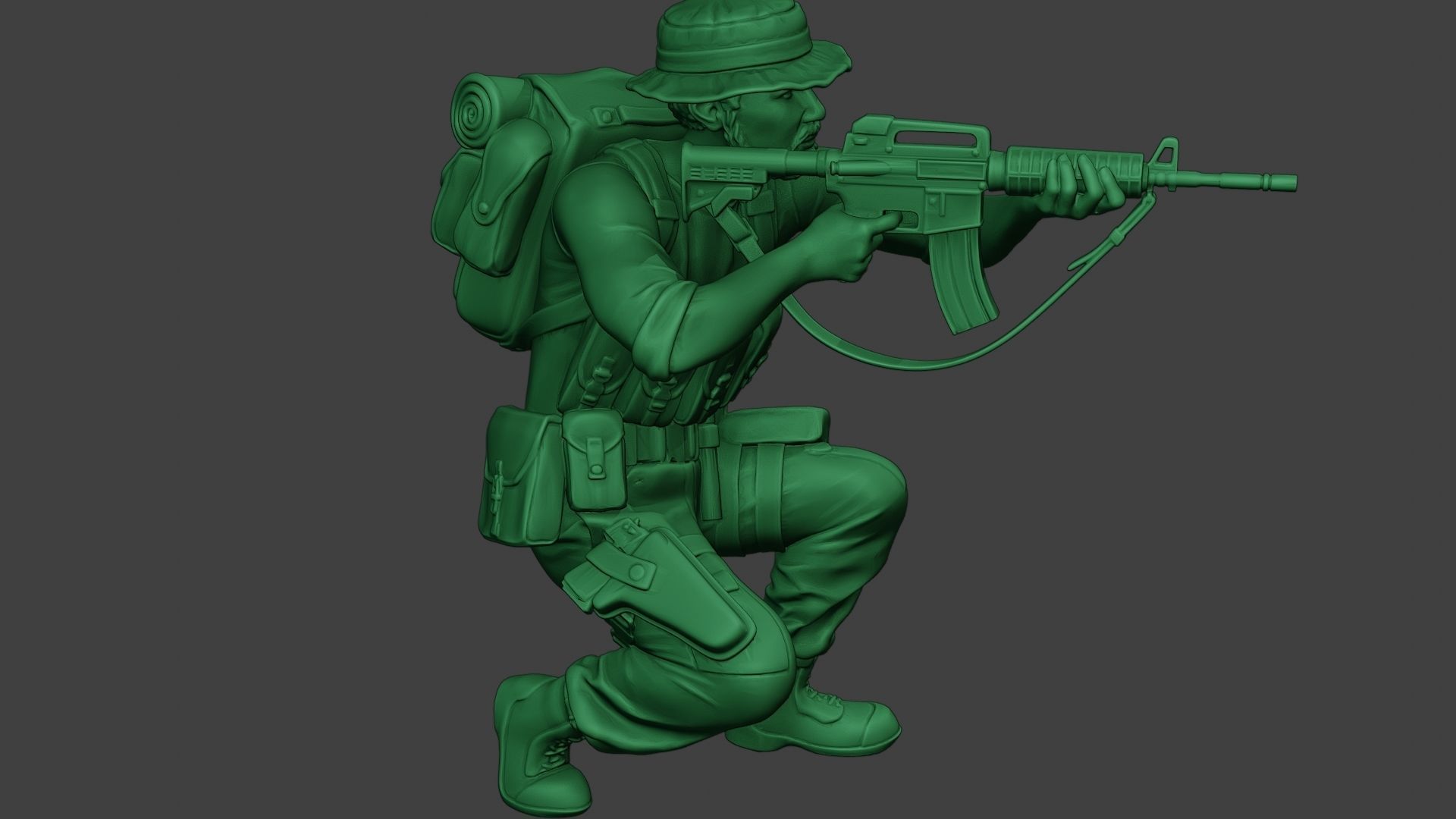 Modern Jungle Soldier Shoot crouched2 MJS1 3D print model_30