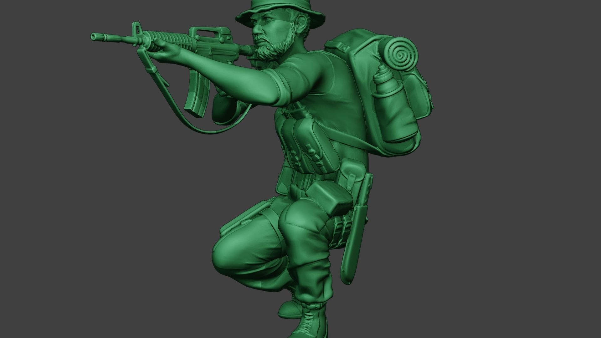 Modern Jungle Soldier Shoot crouched2 MJS1 3D print model_27
