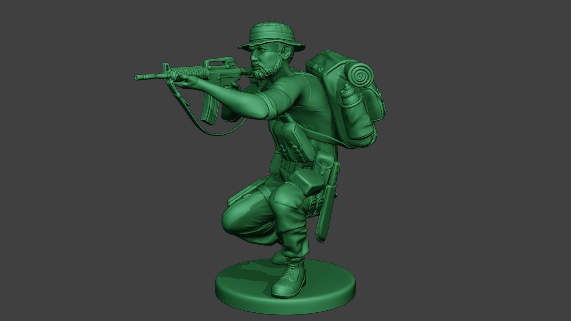Modern Jungle Soldier Shoot crouched2 MJS1 3D print model_2
