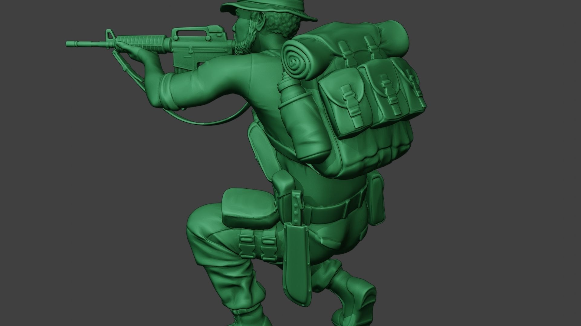 Modern Jungle Soldier Shoot crouched2 MJS1 3D print model_26