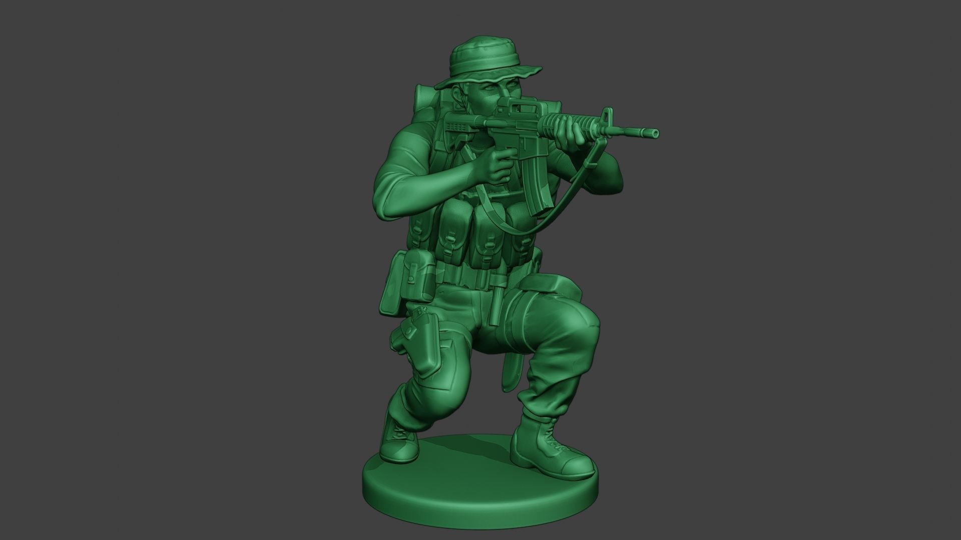 Modern Jungle Soldier Shoot crouched2 MJS1 3D print model_10