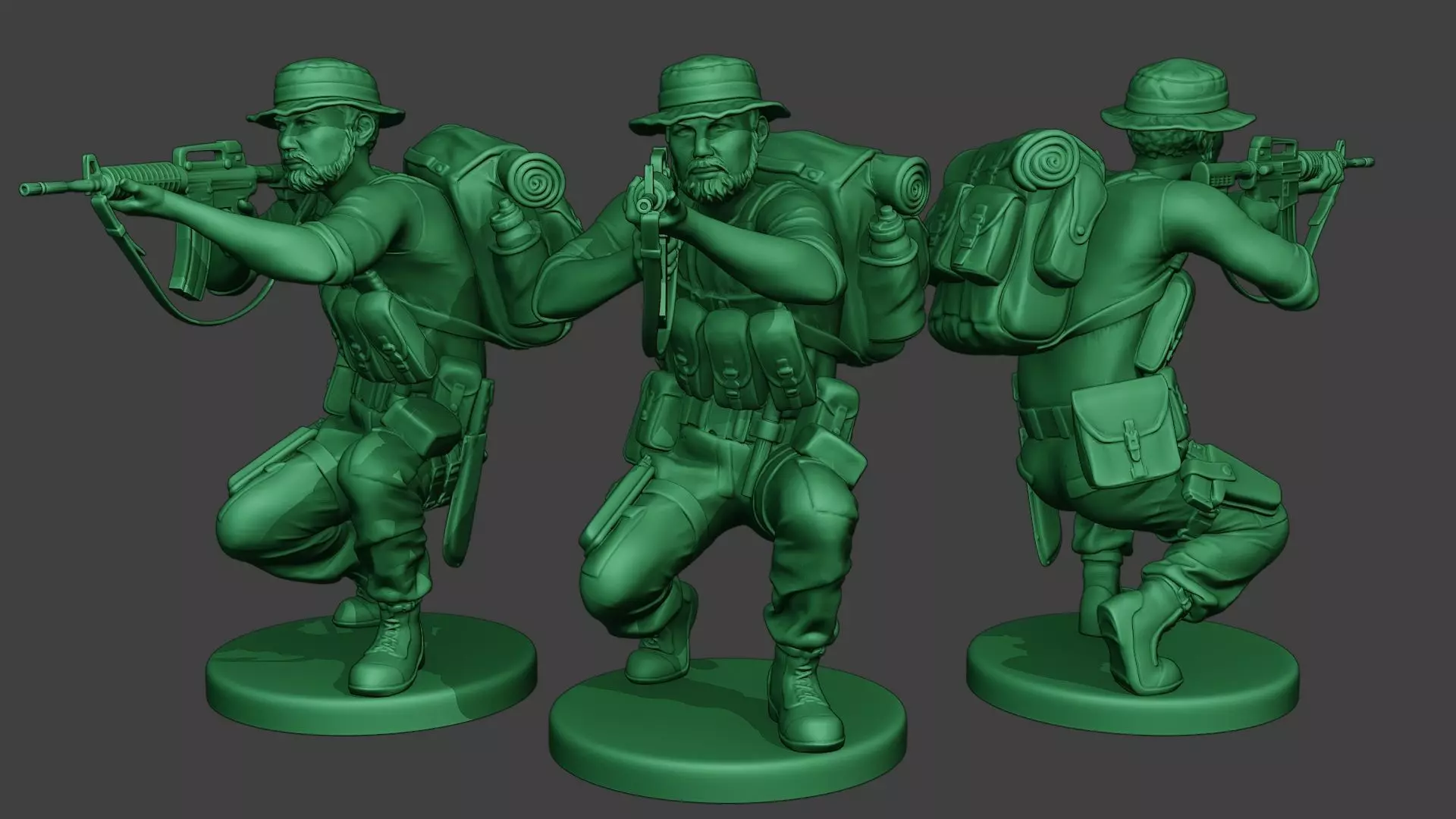 Modern Jungle Soldier Shoot crouched2 MJS1 3D print model_0