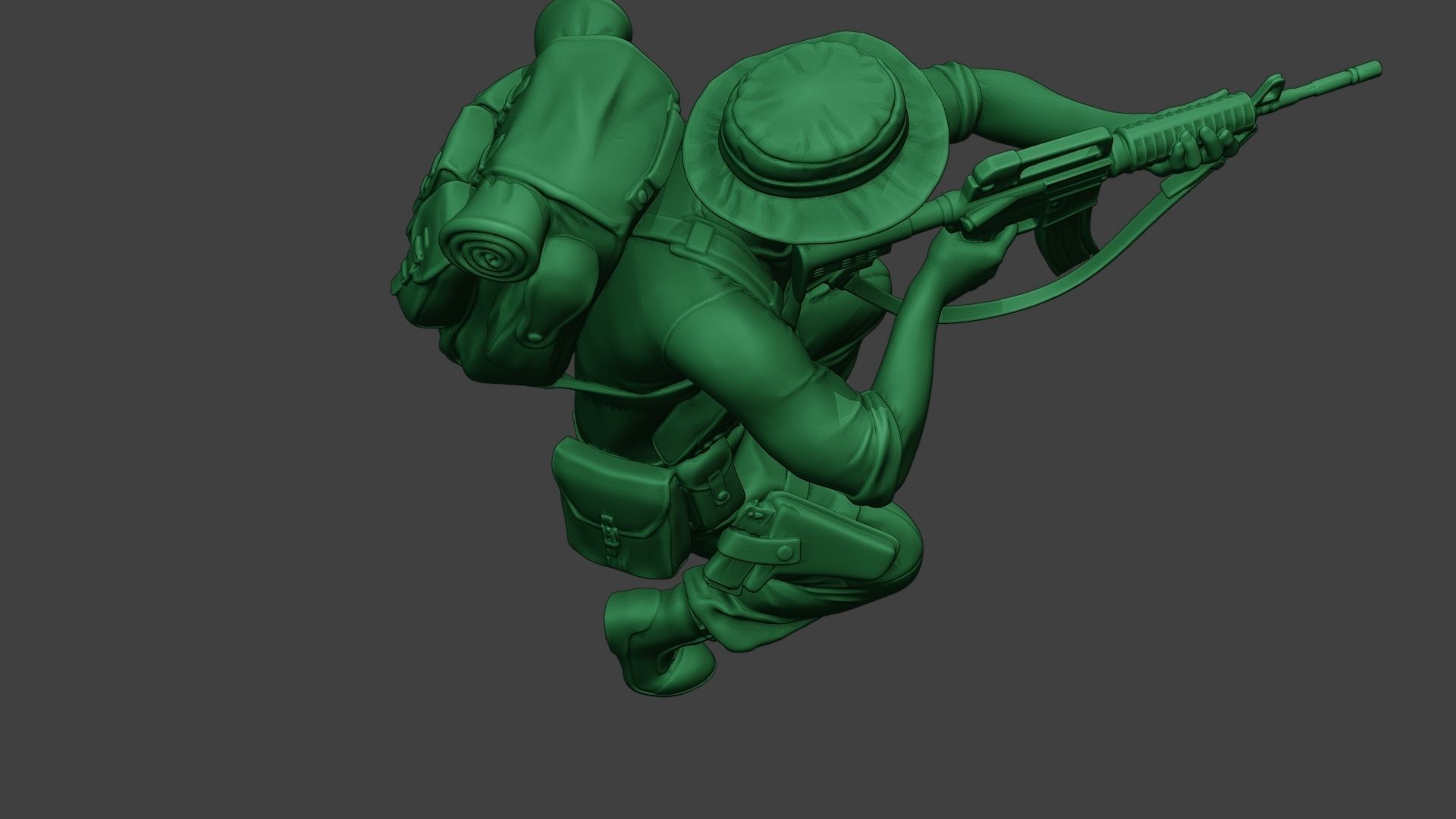 Modern Jungle Soldier Shoot crouched2 MJS1 3D print model_23