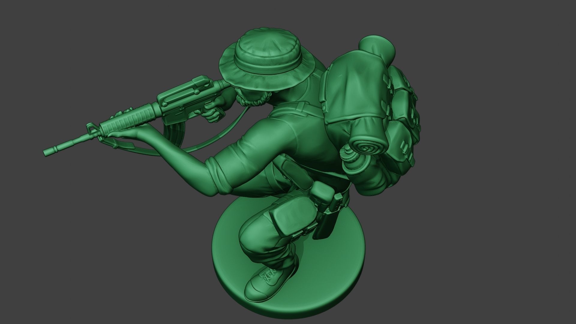 Modern Jungle Soldier Shoot crouched2 MJS1 3D print model_15