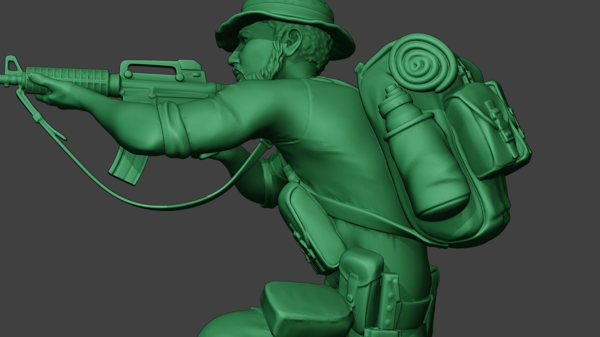 Modern Jungle Soldier Shoot crouched2 MJS1 3D print model_17
