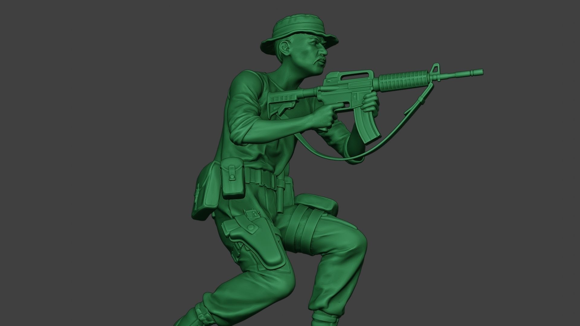 Modern Jungle Soldier Shoot crouched3 MJS1 3D print model_29