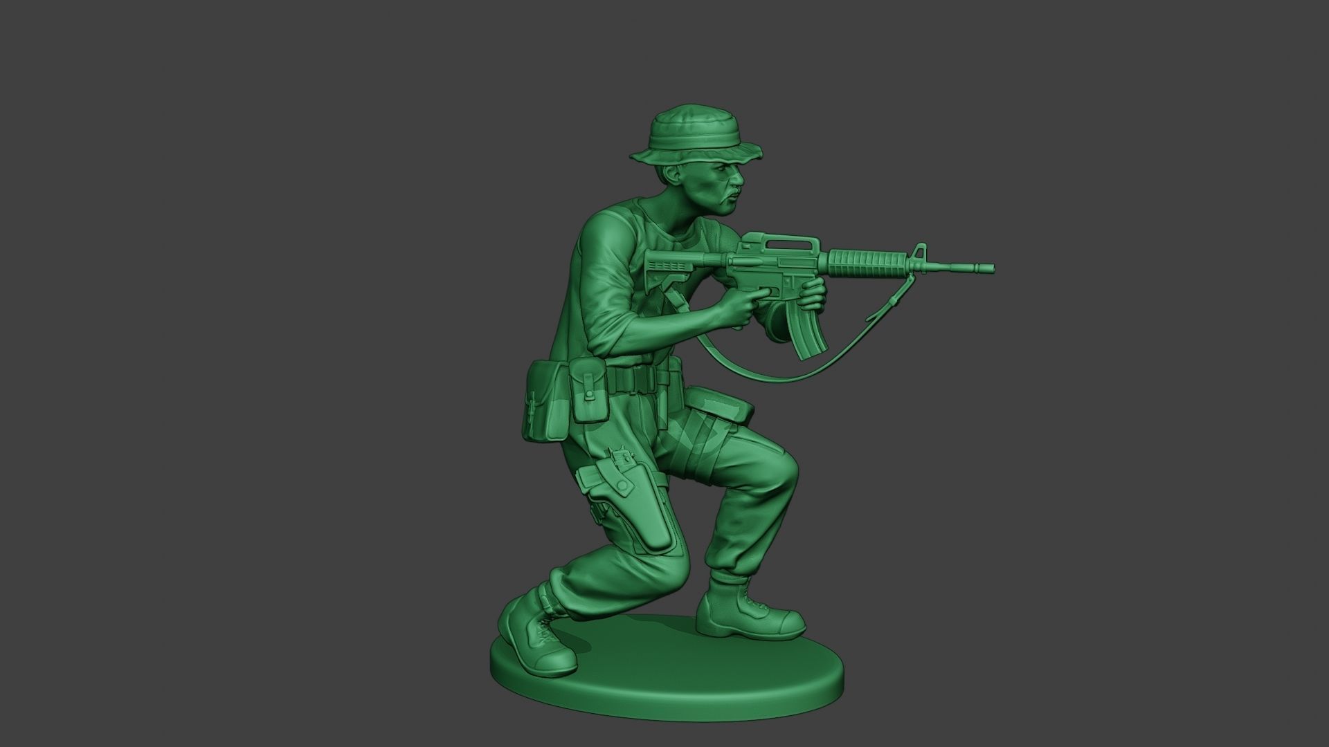 Modern Jungle Soldier Shoot crouched3 MJS1 3D print model_9