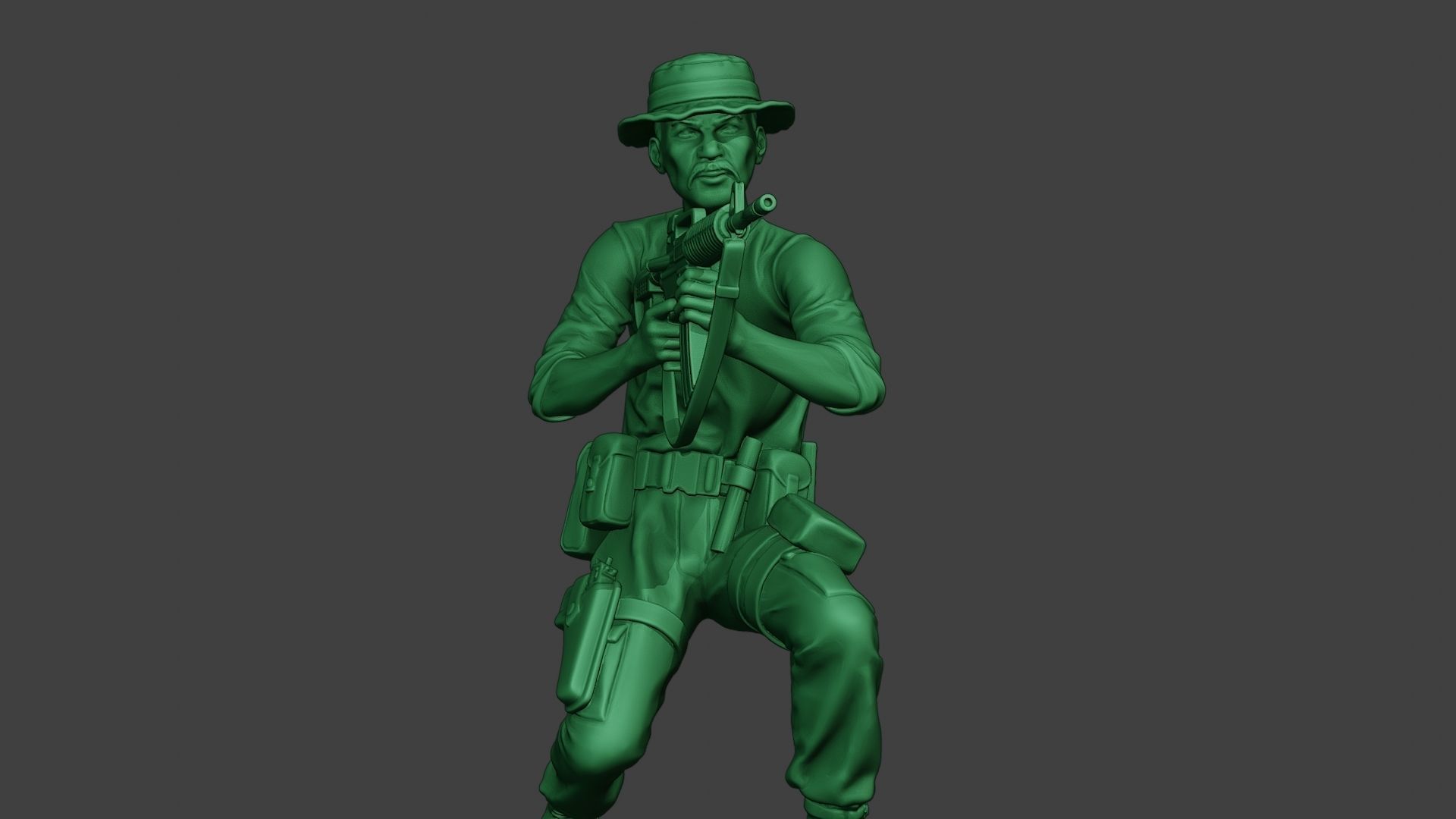 Modern Jungle Soldier Shoot crouched3 MJS1 3D print model_28