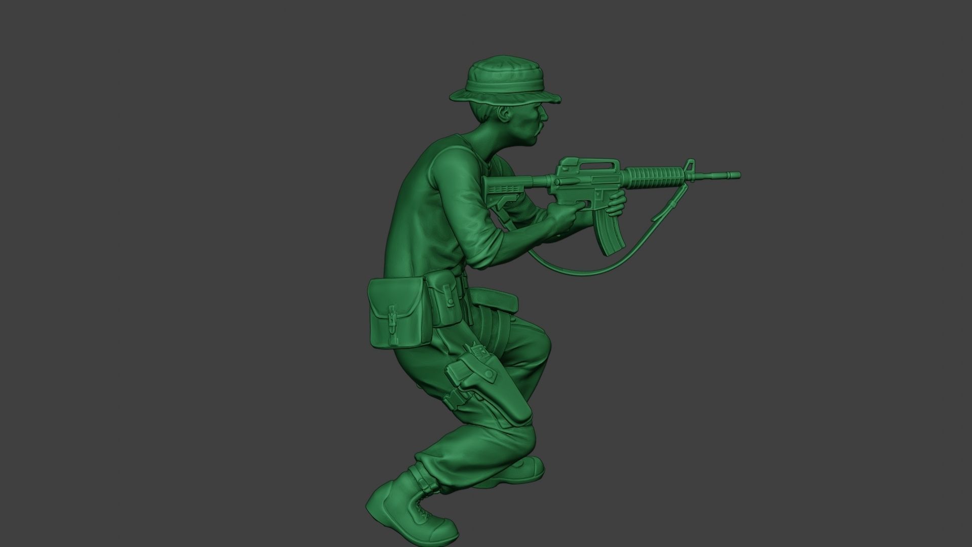 Modern Jungle Soldier Shoot crouched3 MJS1 3D print model_31